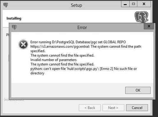 postgresql install error